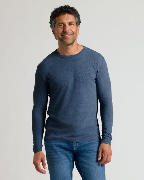 Heather Navy Heather Navy Classic Long Sleeve Crew Neck