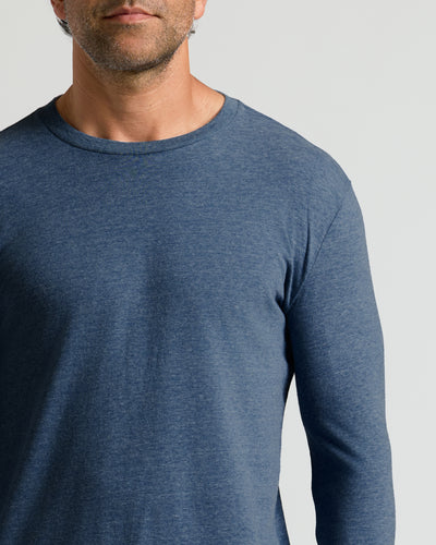 Classic Long Sleeve Crew Neck - Heather Navy