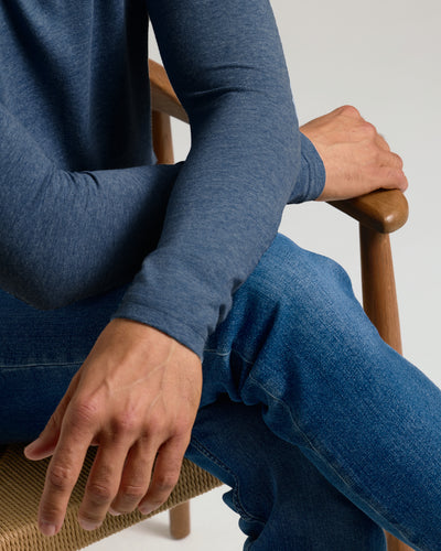 Classic Long Sleeve Crew Neck - Heather Navy