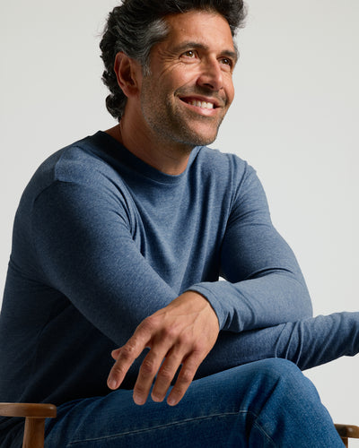Classic Long Sleeve Crew Neck - Heather Navy