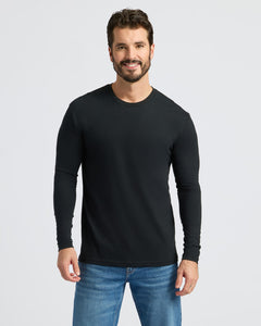 True ClassicMan wearing Black Classic Long Sleeve Crew Neck from Long Sleeves Variety 7-Pack.