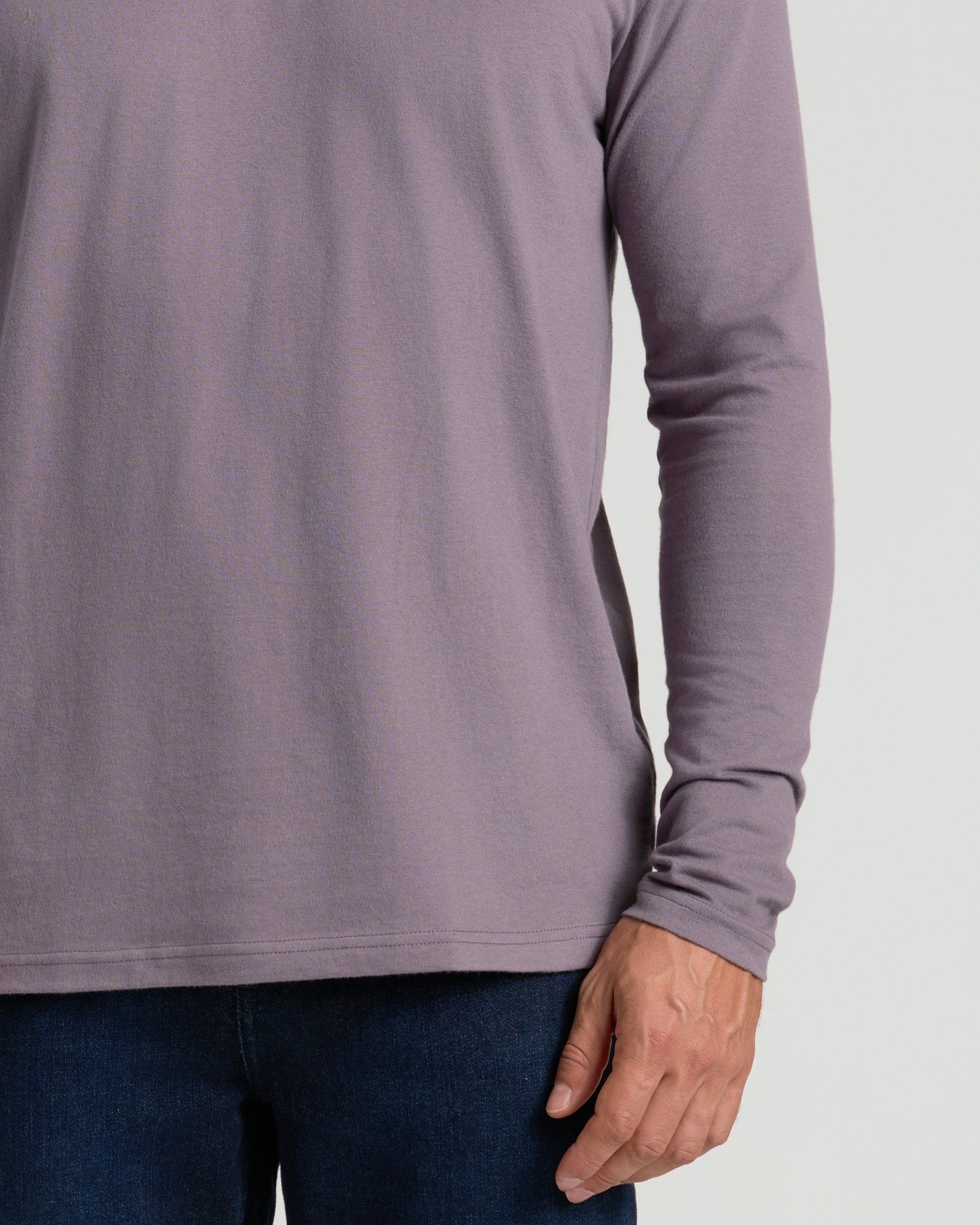Ashberry Classic Long Sleeve Crew Neck worn with dark denim jeans.