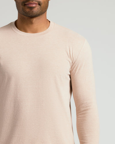 Classic Long Sleeve Crew Neck - Heather Camel