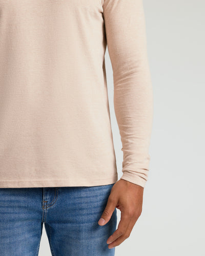 Classic Long Sleeve Crew Neck - Heather Camel