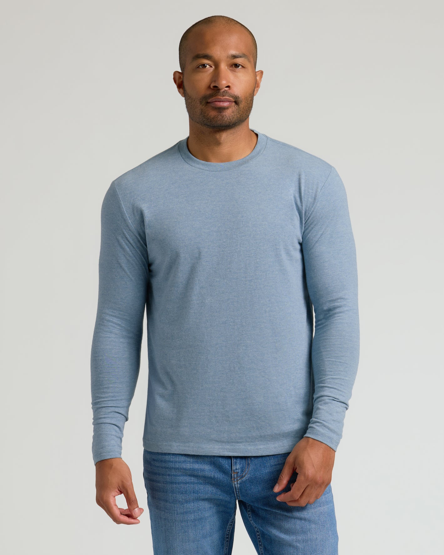 Heather Indigo Classic Long Sleeve Crew Neck