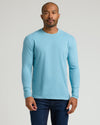 Heather Voyager Classic Long Sleeve Crew Neck on man, relaxed pose.