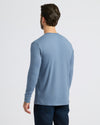 Dark Heather Vintage Navy Classic Long Sleeve Henley, back view.