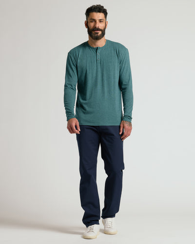 Classic Long Sleeve Henley - Heather Seafarer