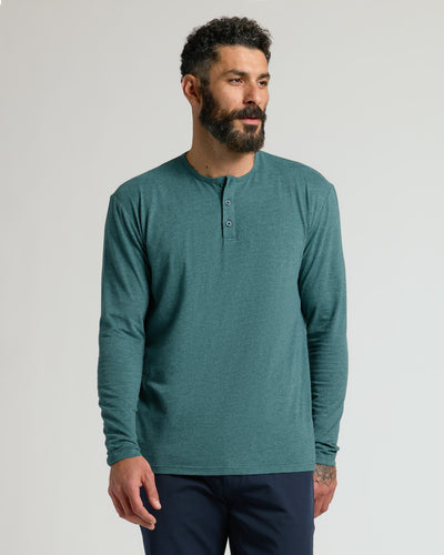 Classic Long Sleeve Henley - Heather Seafarer