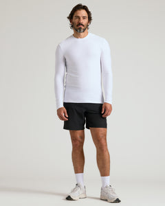 True ClassicWhite Active Long Sleeve Crew T-Shirt worn by man.