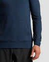 Heather Navy Active Comfort Pullover Hoodie with kangaroo pocket and slim fit.