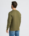 Man wearing Military Green Fleece French Terry Pullover Crew Neck.