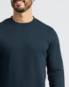 Man wearing Navy Fleece French Terry Pullover Crew Neck.