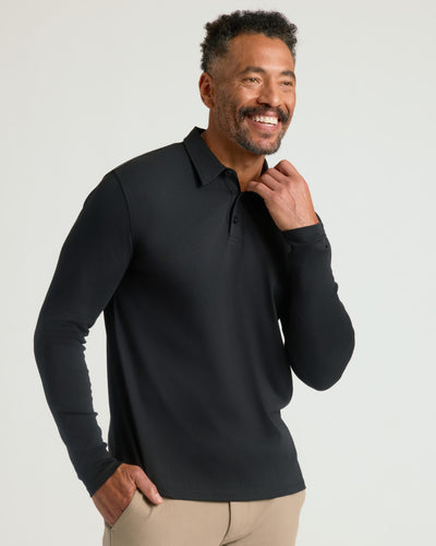 All Black Long Sleeve Premium Pima Polo 3-Pack