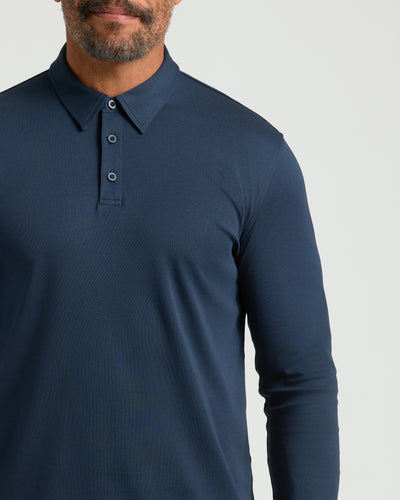 Premium Pima Long Sleeve Polo - Navy