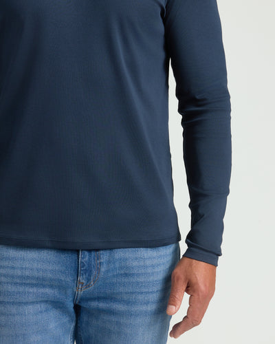 Premium Pima Long Sleeve Polo - Navy