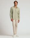Male model in Mossy Oak Long Sleeve Linen Shirt.