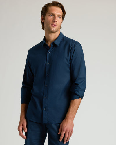 Linen Long Sleeve Shirt - Navy