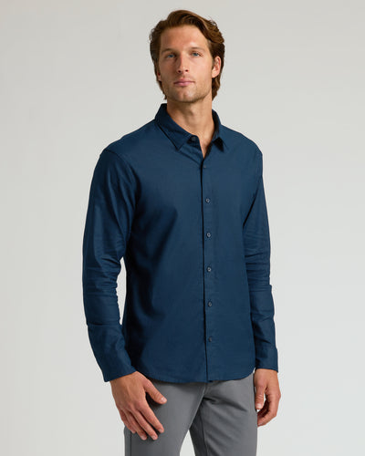 Linen Long Sleeve Shirt - Navy