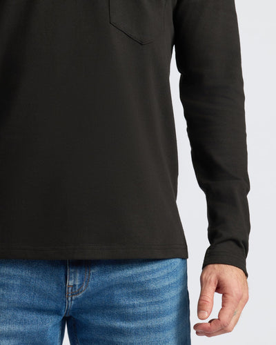 Black & Navy Heavyweight Long Sleeve Pocket Crew 4-Pack