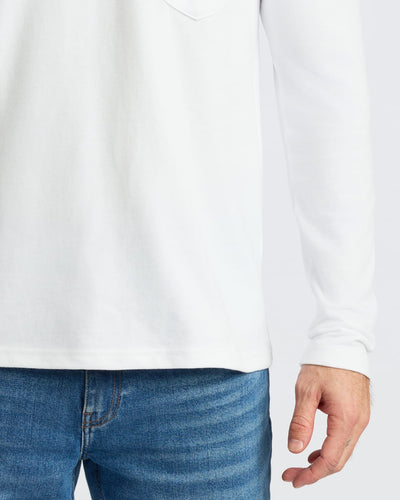 Heavyweight Long Sleeve Pocket Crew - White