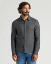Model wearing Black & Charcoal Heather Gray Flannel Shirts 2-Pack.