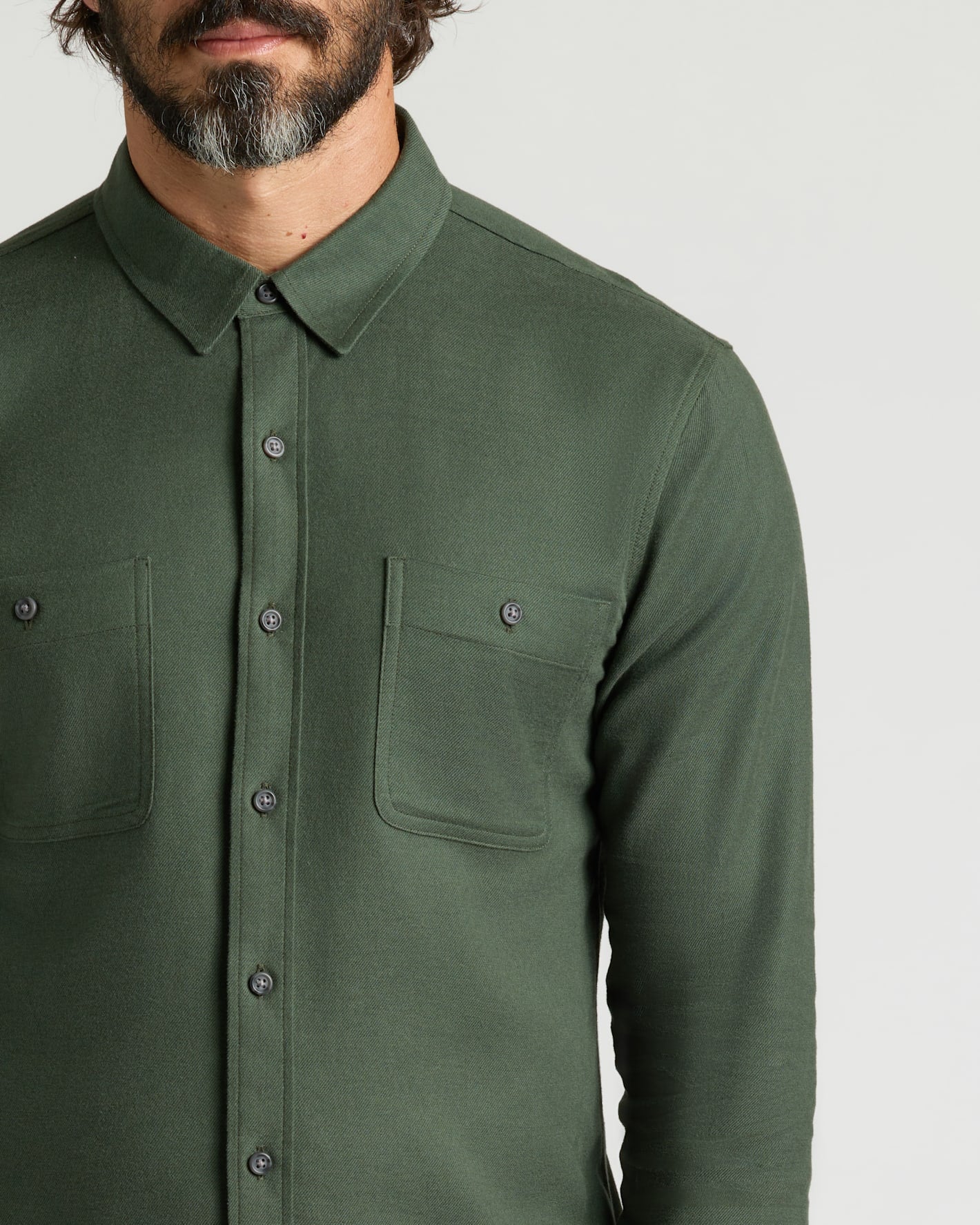 Long Sleeve Flannel Shirts 3-Pack worn by bearded man.