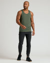 Model in Kelp Sleeveless Active Mesh Tank, showcasing athletic fit and style.
