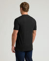 Black short-sleeve crew neck t-shirt from back, plain design.