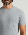 Heather Gray Heavyweight Pocket Crew, short-sleeve, with visible chest pocket.