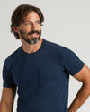 Heavyweight Pocket Crew 3-Pack: Man in navy tee with chest pocket.