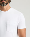All White Heavyweight Pocket Crew Neck 6-Pack, featuring a durable chest pocket.