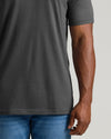 Charcoal Heather Gray Short Sleeve Tall Crew with blue jeans.