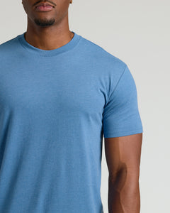 True ClassicPerson wearing Dark Heather Blue Lake Tall Straight Hem Crew Neck T-Shirt.