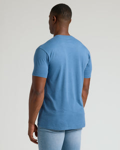 True ClassicPerson wearing Dark Heather Blue Lake Tall Straight Hem Crew Neck T-Shirt.