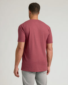 True ClassicDark Heather Claret Tall Straight Hem Crew Neck T-Shirt, back view.