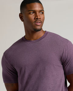 True ClassicMan wearing Dark Heather Plum Tall Straight Hem Crew Neck T-Shirt.