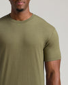 Heather Military Green Tall Straight Hem Crew Neck T-Shirt on model.