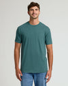 Heather Seafarer Tall Straight Hem Crew Neck T-Shirt worn by young man.