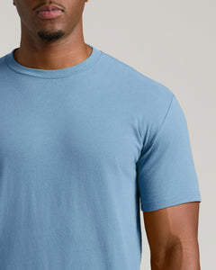 True ClassicIndigo Tall Straight Hem Crew Neck T-Shirt on model's upper torso.