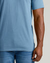 Indigo Tall Straight Hem Crew Neck T-Shirt mid-section view on model.