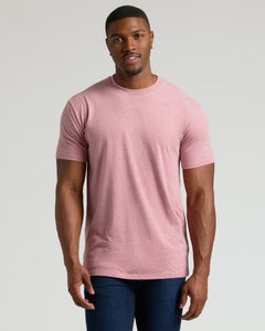 True ClassicLight Heather Boysenberry Tall Straight Hem Crew Neck T-Shirt on male model.
