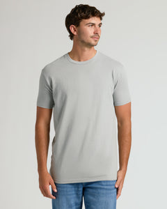 True ClassicYoung man in Steel Tall Straight Hem Crew Neck T-Shirt.