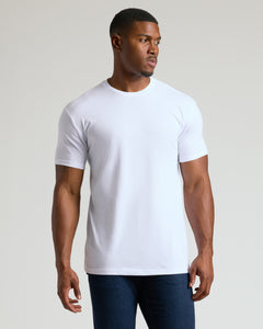 True ClassicAll White Tall Classic Crew 10-Pack worn by man with jeans.