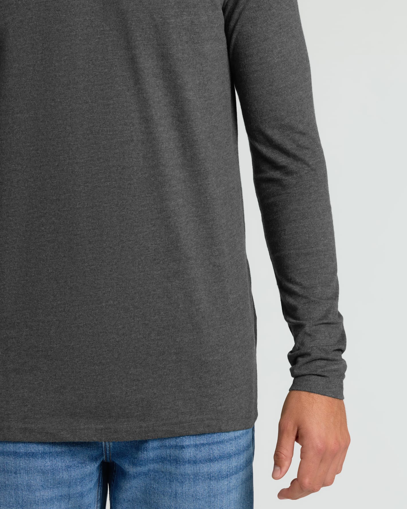 Camiseta larga mangas largas gris carbón jaspeado
