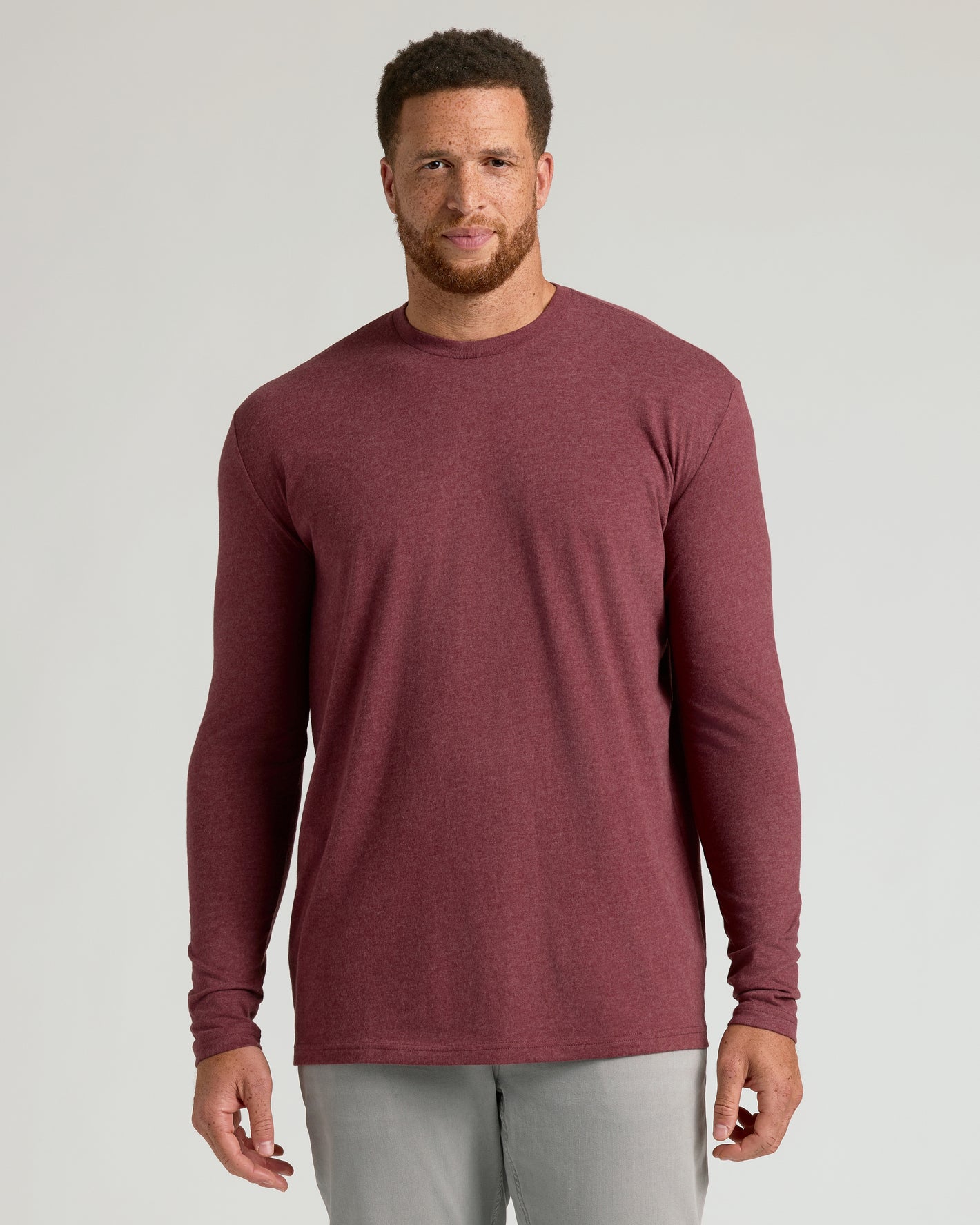 Tall Classic Long Sleeve Crew worn by man, showcasing perfect fit.