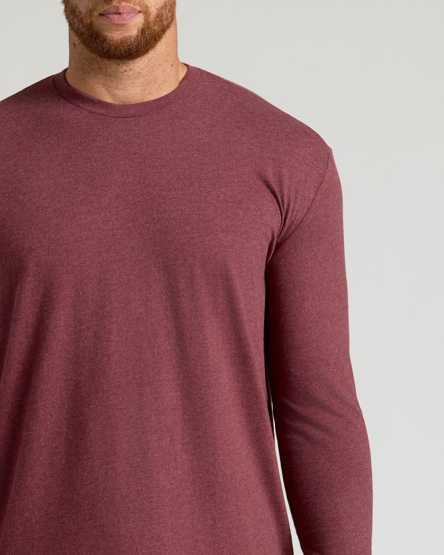 Dark Heather Clovewood Tall Long Sleeve T-Shirt on model torso.