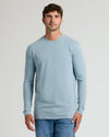 Heather Sapphire Tall Long Sleeve T-Shirt on male model in jeans.