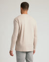 Heather Truffle Tall Long Sleeve T Shirt, back view, worn with gray pants.