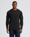 Young man in All Black Tall Long Sleeve Crew.